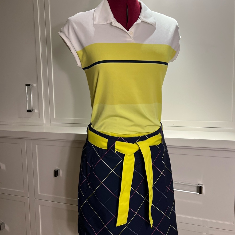 Nike Yellow and Blue Dri-FIT Skort and collared shirt